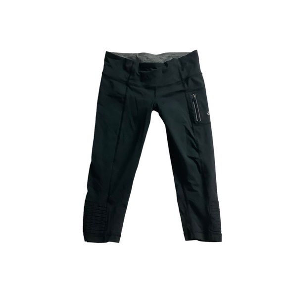 Lululemon Cropped Leggings Black Size 6 - Picture 1 of 8